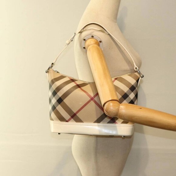 BURBERRY Nova Check Shoulder Bag PVC Beige Auth - Picture 1 of 16